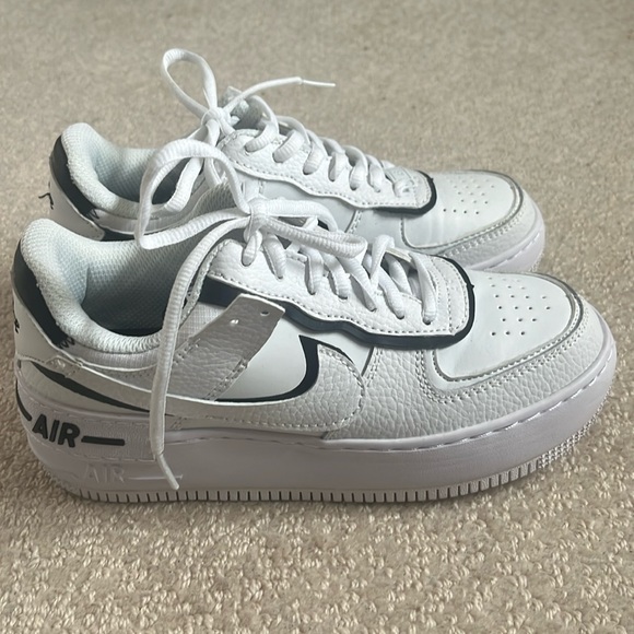 custom nike air force 1s black shadow. Worn once - Picture 1 of 3